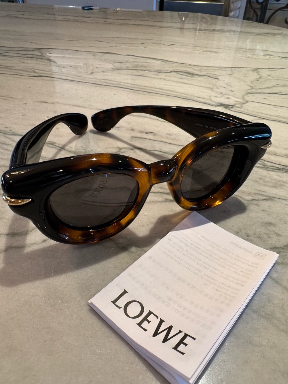 Loewe Tortoiseshell Inflated Cat Eye Round Sunglasses